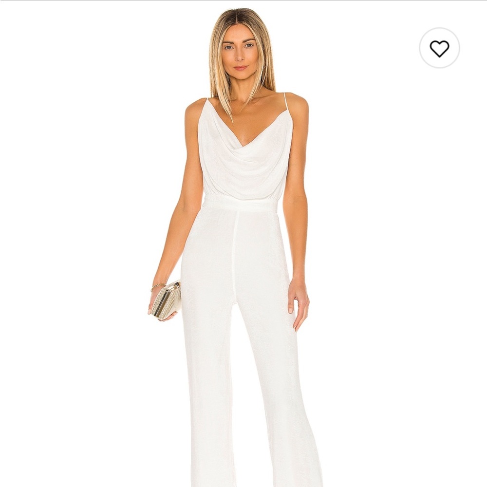 MISHA COLLECTION White Draped Jumpsuit